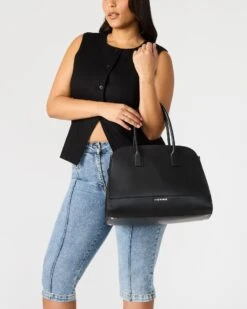 HEIDEE BAG BLACK LEATHER -Steve Madden Store STEVEMADDEN HANDBAGS BHEIDEEL BLACK LEATHER 1381