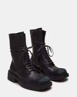 CRIMSON BLACK LEATHER -Steve Madden Store STEVEMADDEN SHOES CRIMSON BLACK LEATHER 01