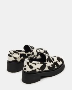 LAYKEN BLACK COW PRINT -Steve Madden Store STEVEMADDEN SHOES LAYKEN H BLACK WHITE 03